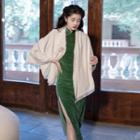 Traditional Chinese Set: Open Front Jacket + Long-sleeve Dress