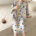 Dotted Short-sleeve T-shirt Dress Dots - One Size