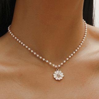 Flower Pendant Necklace 01-dz-361 - White - One Size