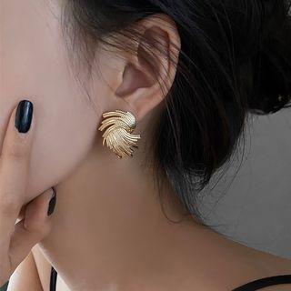 Faux Woven Stainless Steel Earring 1 Pair - Gold - One Size