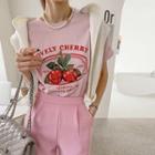 Short-sleeve Cherry-print T-shirt