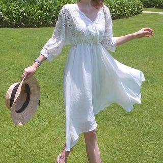 Wrap-front Eyelet Dress