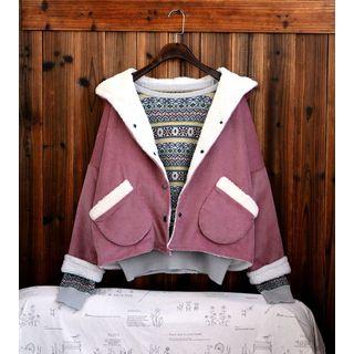 Fleece-lined Corduroy Button Jacket
