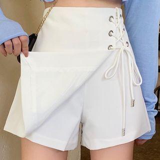 High-waist Lace-up Side Mini Skort