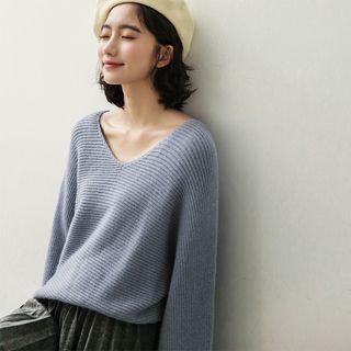 Tie-hem V-neck Sweater