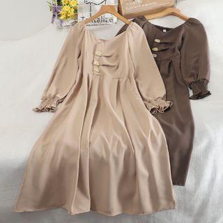 Button-up Midi A-line Dress