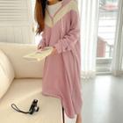 Contrast-panel Long Anorak Hoodie Dress