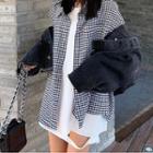 Loose-fit Cropped Denim Jacket / Check Long-sleeve Shirt