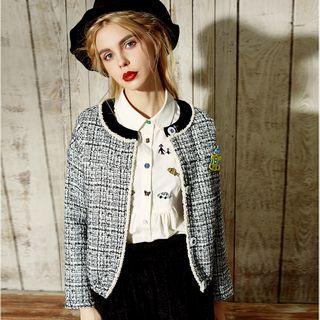 Melange Knit Open-front Jacket