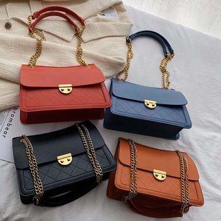 Argyle Stitched Flap Crossbody Bag