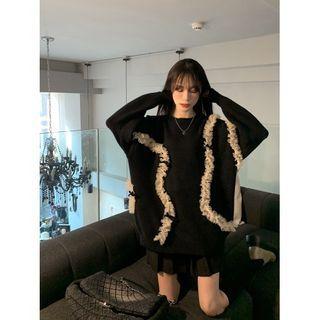 Ruffled Sweater Black - One Size