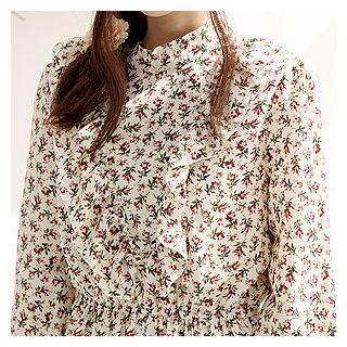Frill-trim Floral Pattern Dress