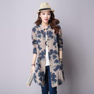 Long-sleeve Floral Printed Long Shirt
