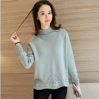 Mock Neck Studded Sweater