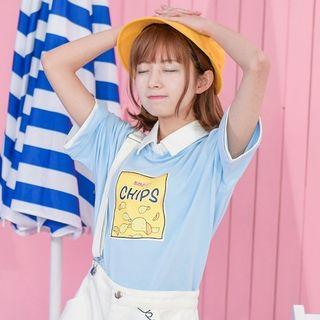 Print Short-sleeve Collared T-shirt