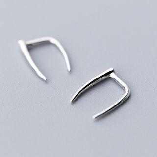 925 Sterling Silver U-shape Earring 1 Pair - S925 Silver - Clip On Earring - Silver - One Size