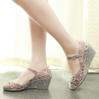 Glittered Wedge Sandals