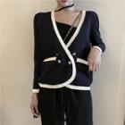 Sleeveless Cut Out Knit Top / Double-breasted Knit Jacket