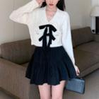 Ribbon Sweater / A-line Skirt