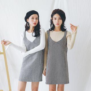 Tweed V-neck A-line Dress
