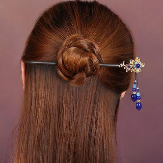 Stone Bead & Gold Plated Flower Hair Stick