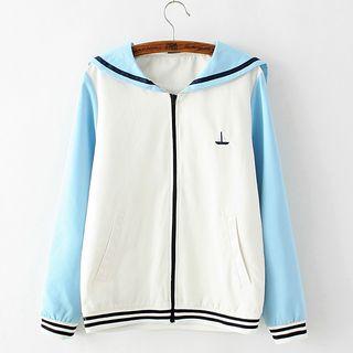 Embroidered Sailor Collar Jacket