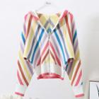 Rainbow Striped Knit Jacket As Shown In Figure - One Size