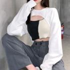 Plain Crop Top/color-block Contrast Trim Tank Top