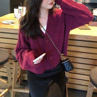 V-neck Cable-knit Jacket
