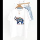 Beaded Elephant T-shirt Ivory - One Size