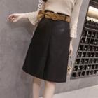 A-line Faux Leather Skirt With Belt