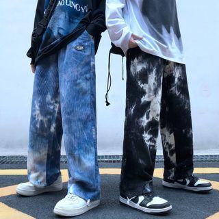 Tie-dye Corduroy Loose Fit Pants