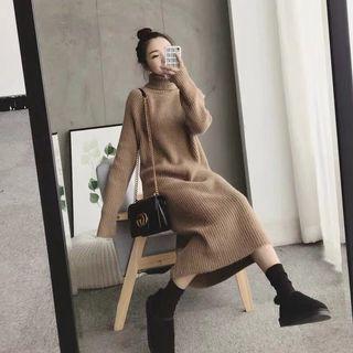 Turtle-neck Midi Shift Sweater Dress