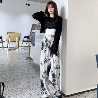 Eyelet-knit Cropped Top / Tie Dye Sweatpants