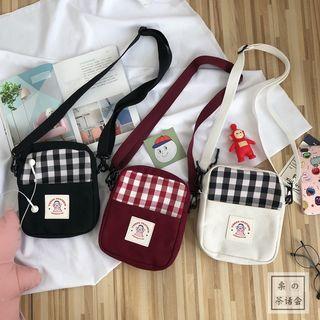 Plaid Panel Crossbody Pouch