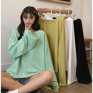 Plain Oversize Long-sleeve T-shirt
