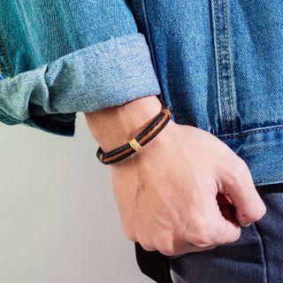Stainless Steel Leather Layered Bracelet