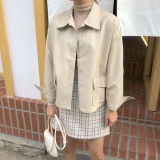 Pocketed Faux-leather Jacket