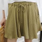 Drawstring-waist Flare Shorts