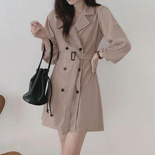 Double-breasted Belted Mini A-line Dress