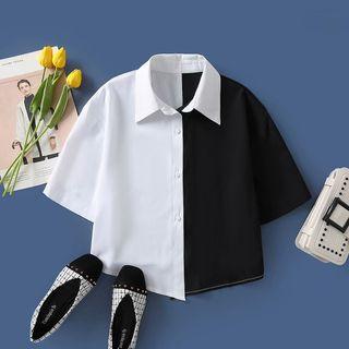 Short-sleeve Two Tone Shirt