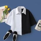 Short-sleeve Two Tone Shirt