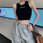 Two-tone High Waist Wide Leg Pants / Tank Top