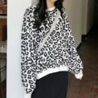 Leopard Print Sweatshirt / A-line Midi Skirt