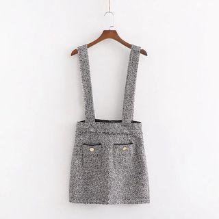 Pocket Detail Suspender Skirt Gray - One Size