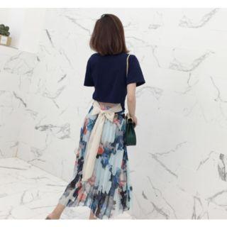 Flower Print A-line Midi Skirt As Shown In Figure - One Size
