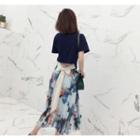 Flower Print A-line Midi Skirt As Shown In Figure - One Size