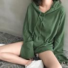 Hooded Long-sleeve Cotton Top