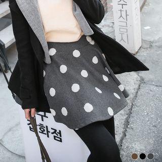 Dotted Woolen Flare Culottes