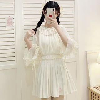 Long-sleeve Ruffled A-line Lace-up Chiffon Lolita Dress